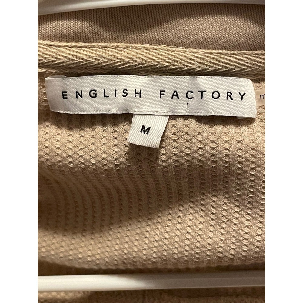 English Factory Tan Ribbed Collared Button Up Shirt Jacket Shacket Medium - Picture 3 of 5